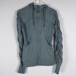 Lululemon Dance Studio Jacket III Hooded Ruched Sleeve Athletic Green Size 4 EUC